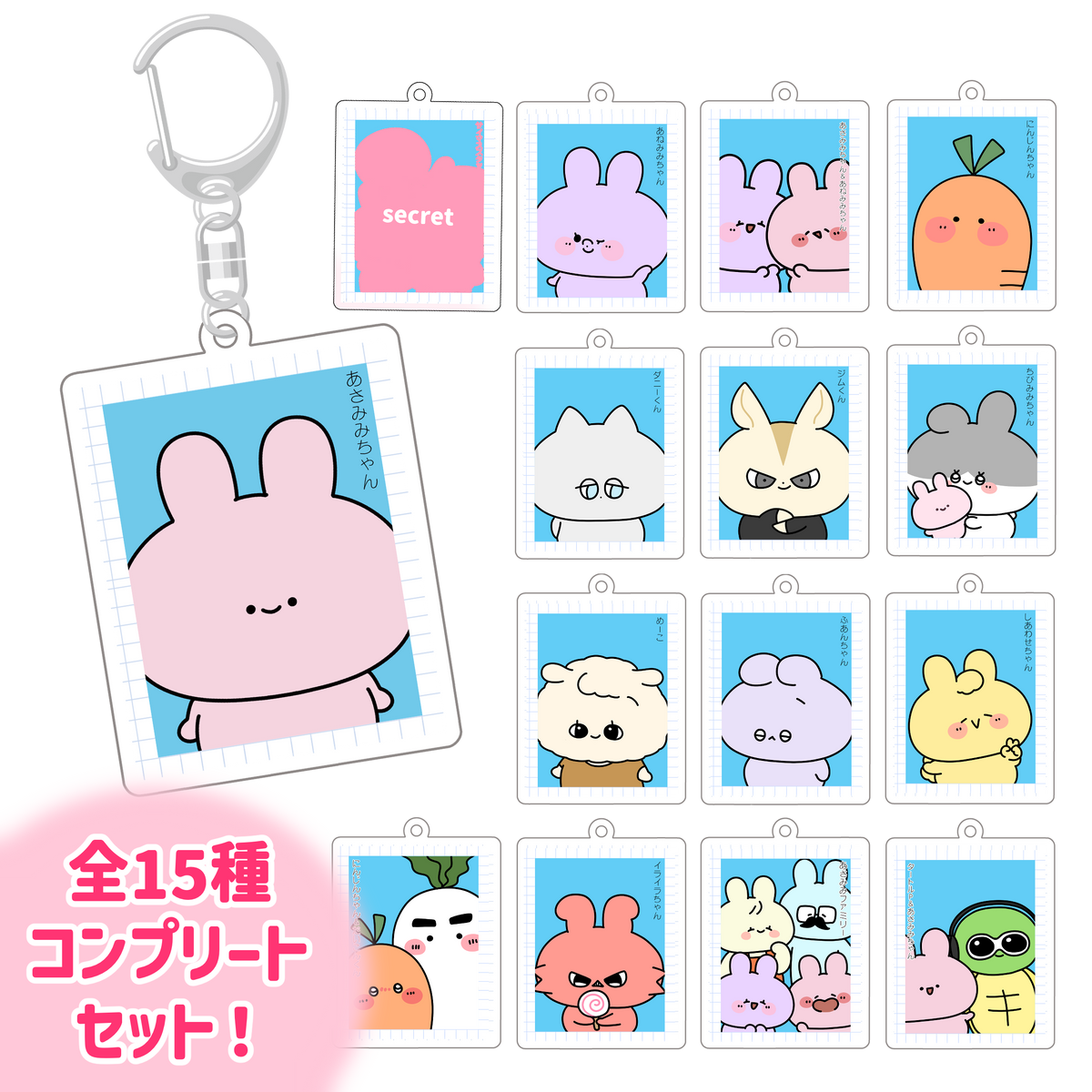 【あさみみちゃん】証明写真風アクキーコンプリートセット(全14種+シークレット1種)【6月下旬発送】