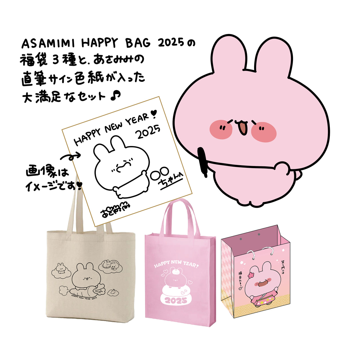 【あさみみちゃん】ASAMIMI HAPPY BAG 2025 全部セット 直筆色紙付き【1月下旬発送】