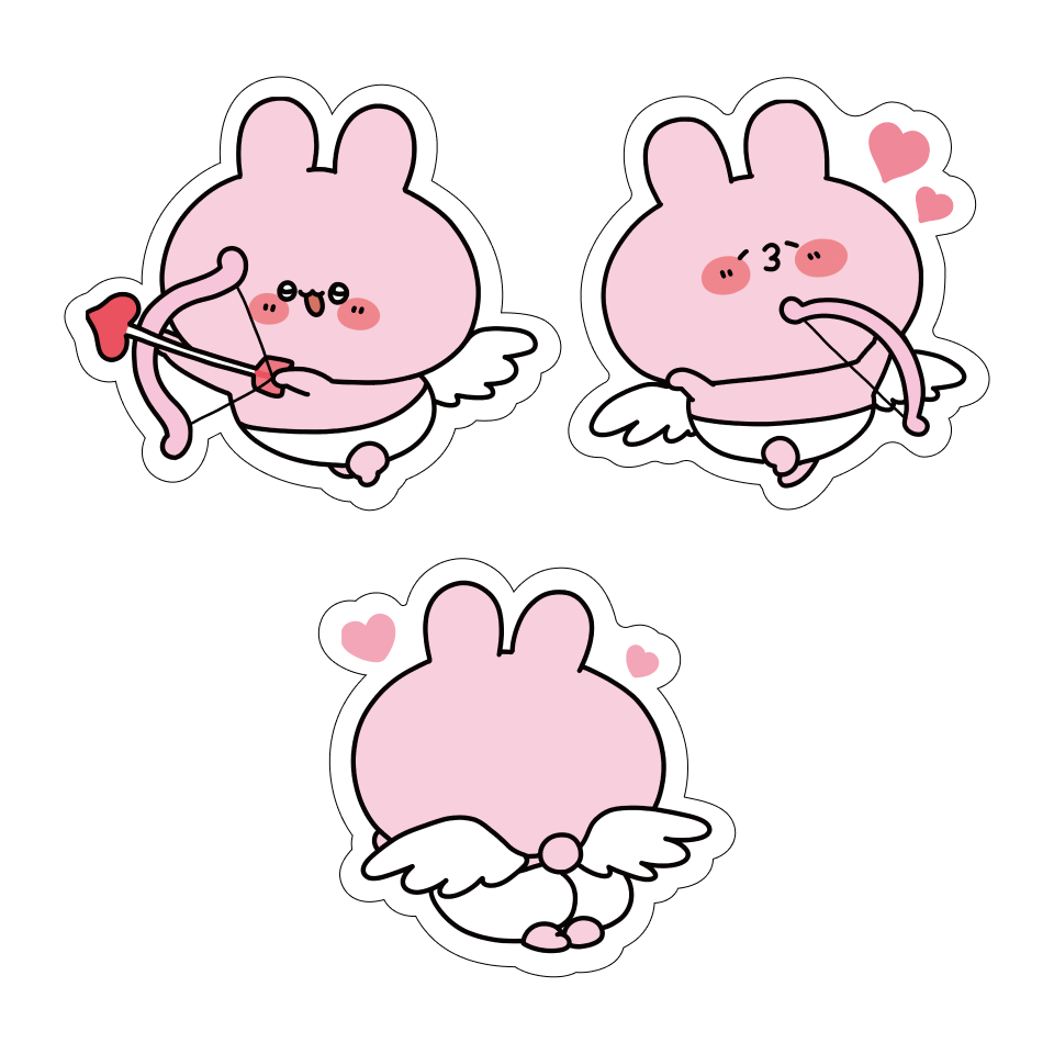 【あさみみちゃん】あさみみキューピッドステッカー(3枚入り)【2月中旬発送】