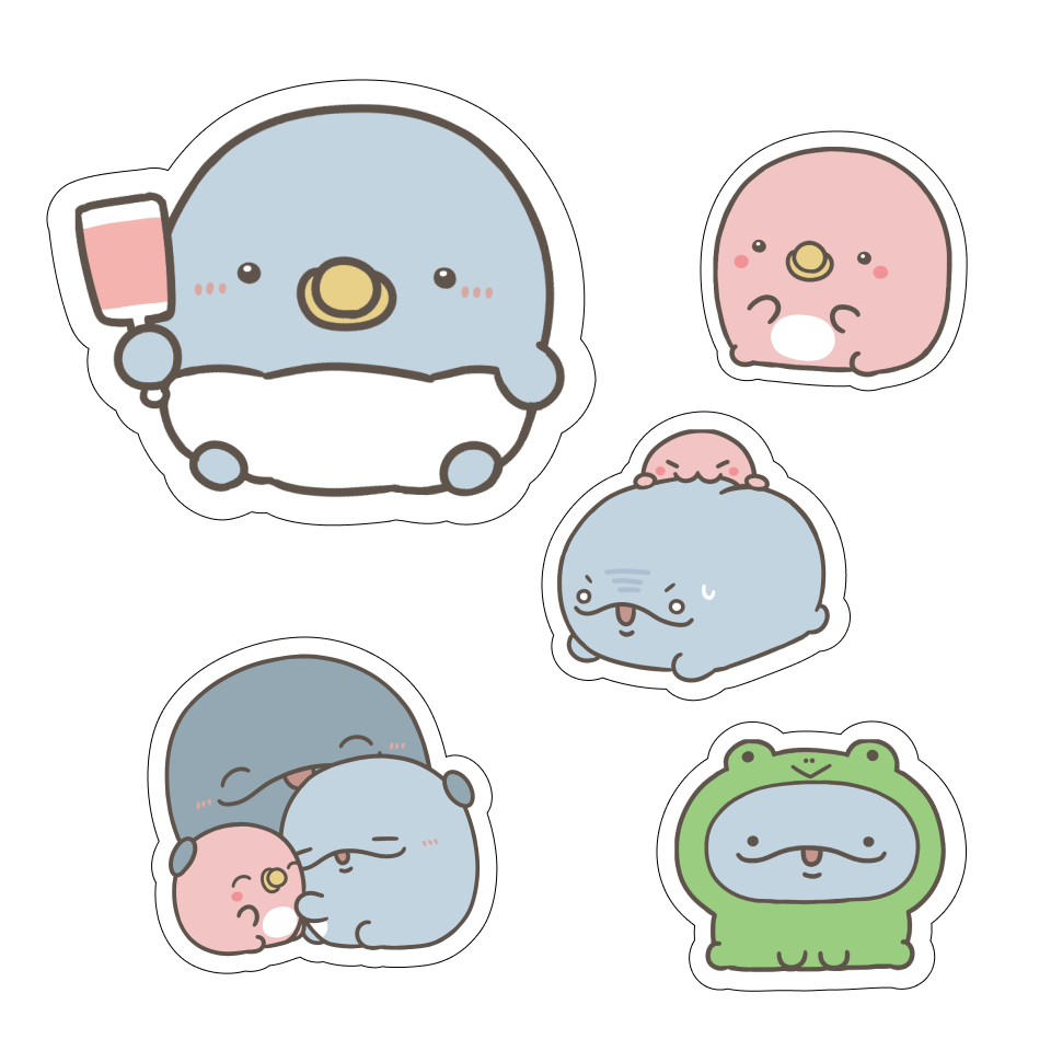 【親子イルカ】親子イルカのランダムアクリルステッカー(全5種)【2月中旬発送】