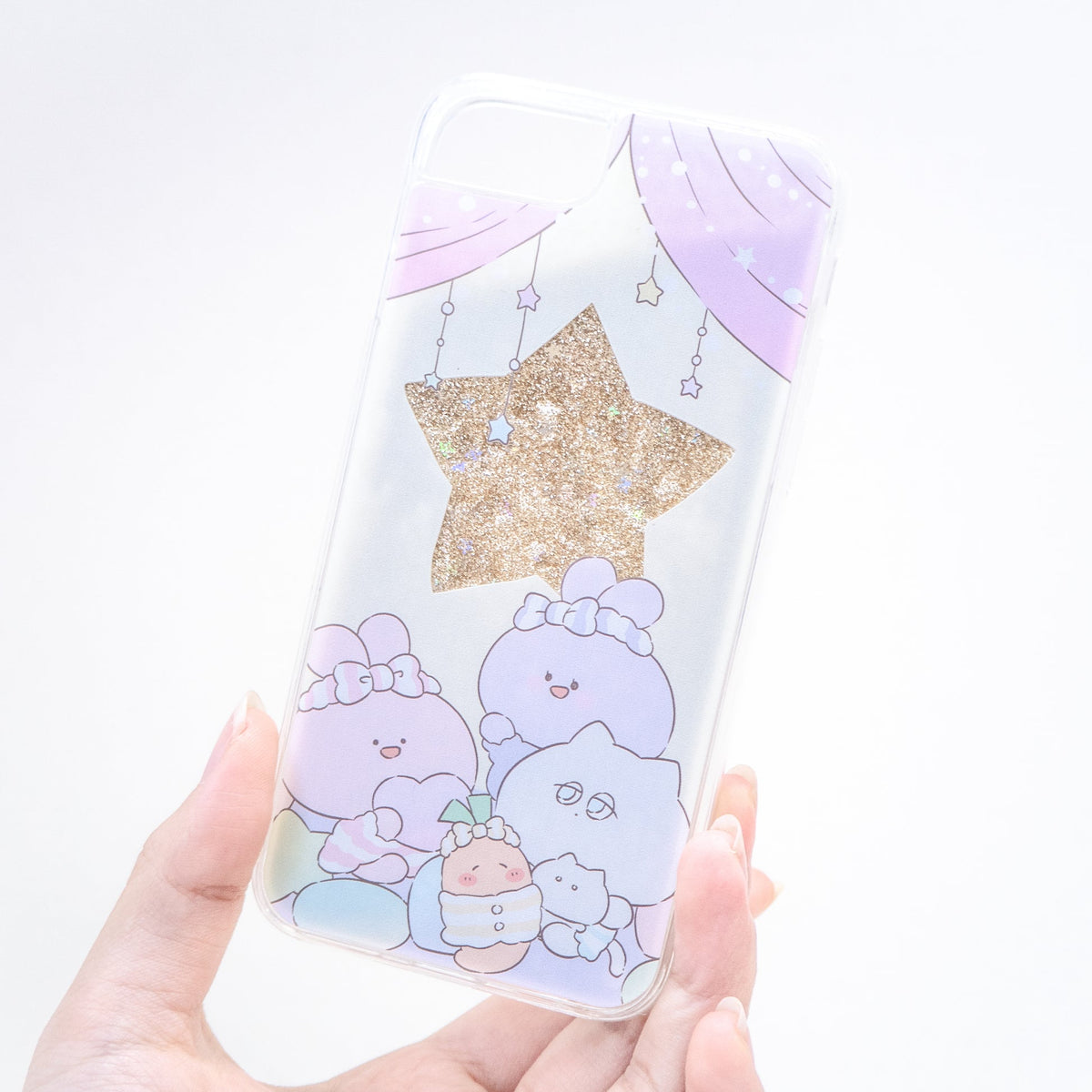 【あさみみちゃん】きらきら星のグリッターiPhoneケース(パジャマパーティー)