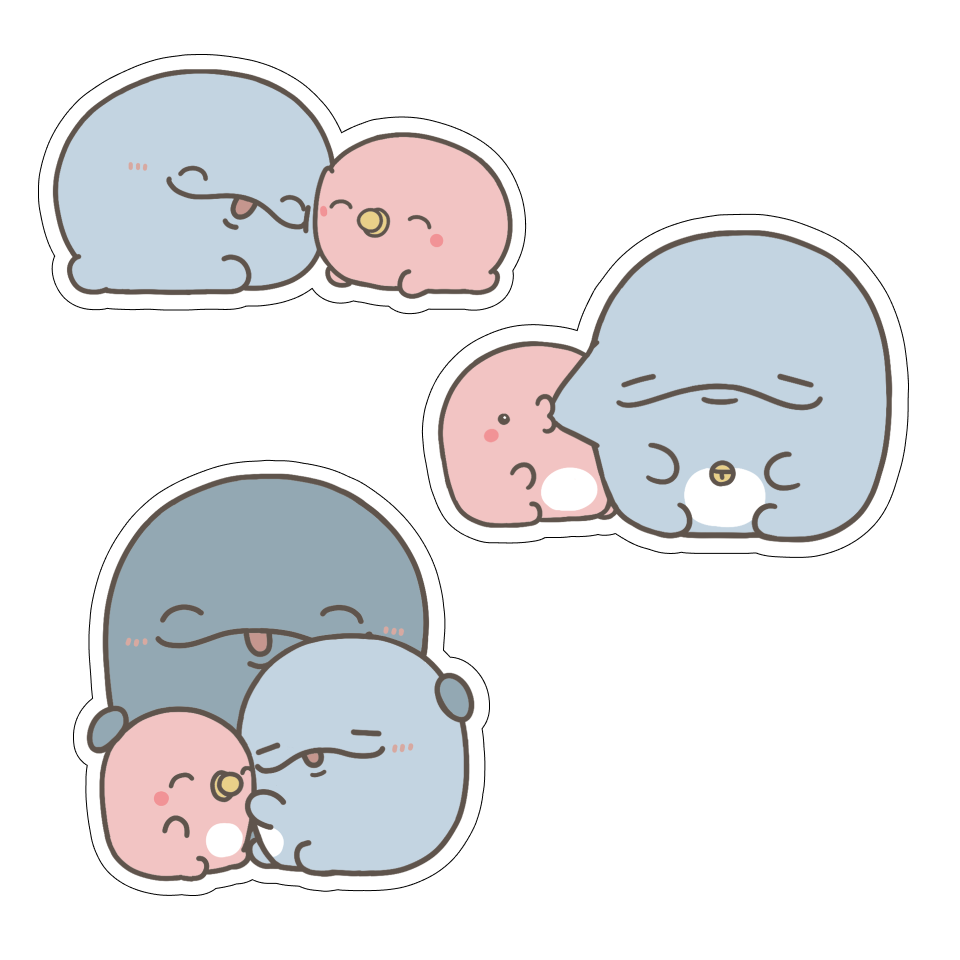 【親子イルカ】ピーちゃん大好き❤️ステッカーセット(3枚入り)【12月中旬発送】