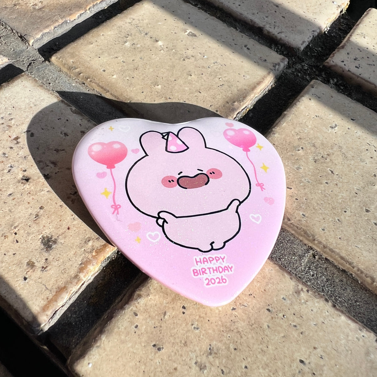 【あさみみちゃん】あさみみバースデー♡キラキラハート缶バッジ