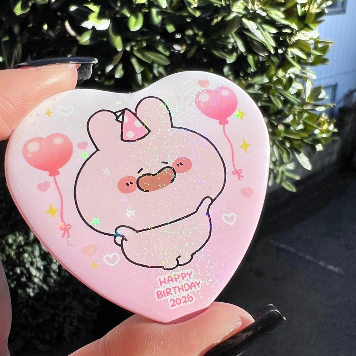 【あさみみちゃん】あさみみバースデー♡キラキラハート缶バッジ