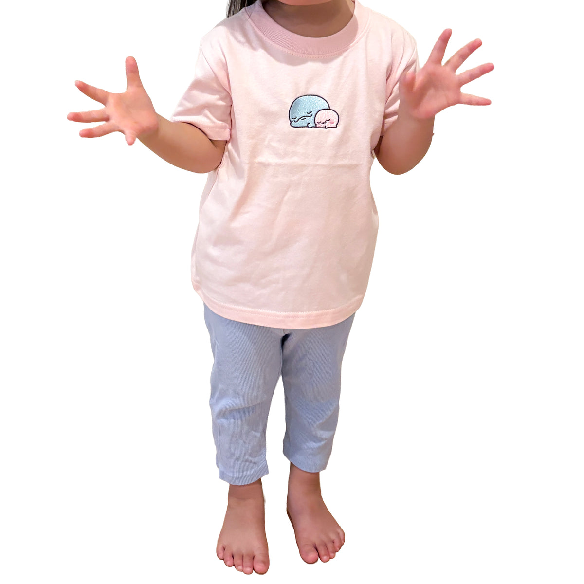 【親子イルカ】フロント刺繍Tシャツ(キッズサイズ)【9月下旬発送】