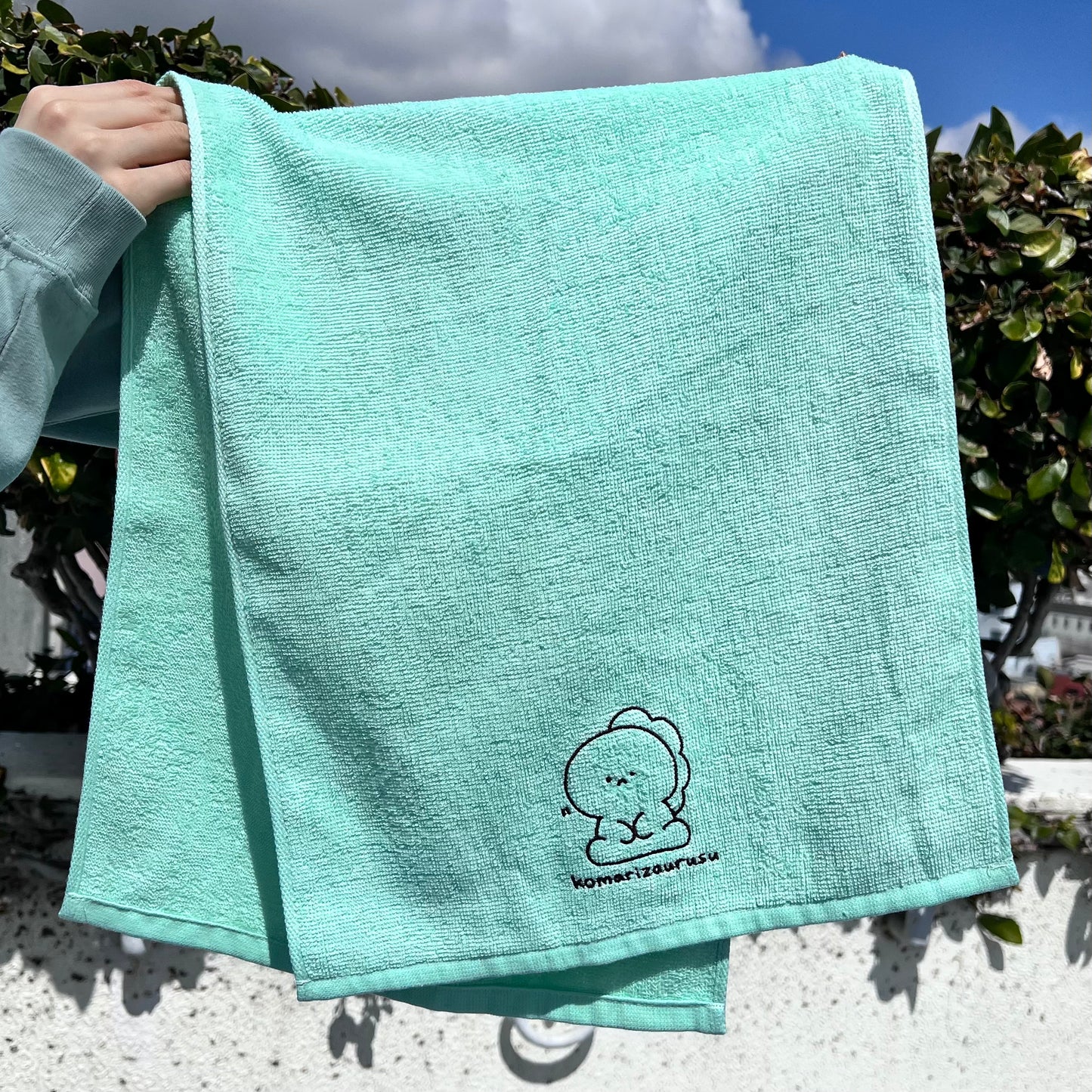 【困りザウルス】ワンポイント刺繍のフェイスタオル【5月中旬発送】