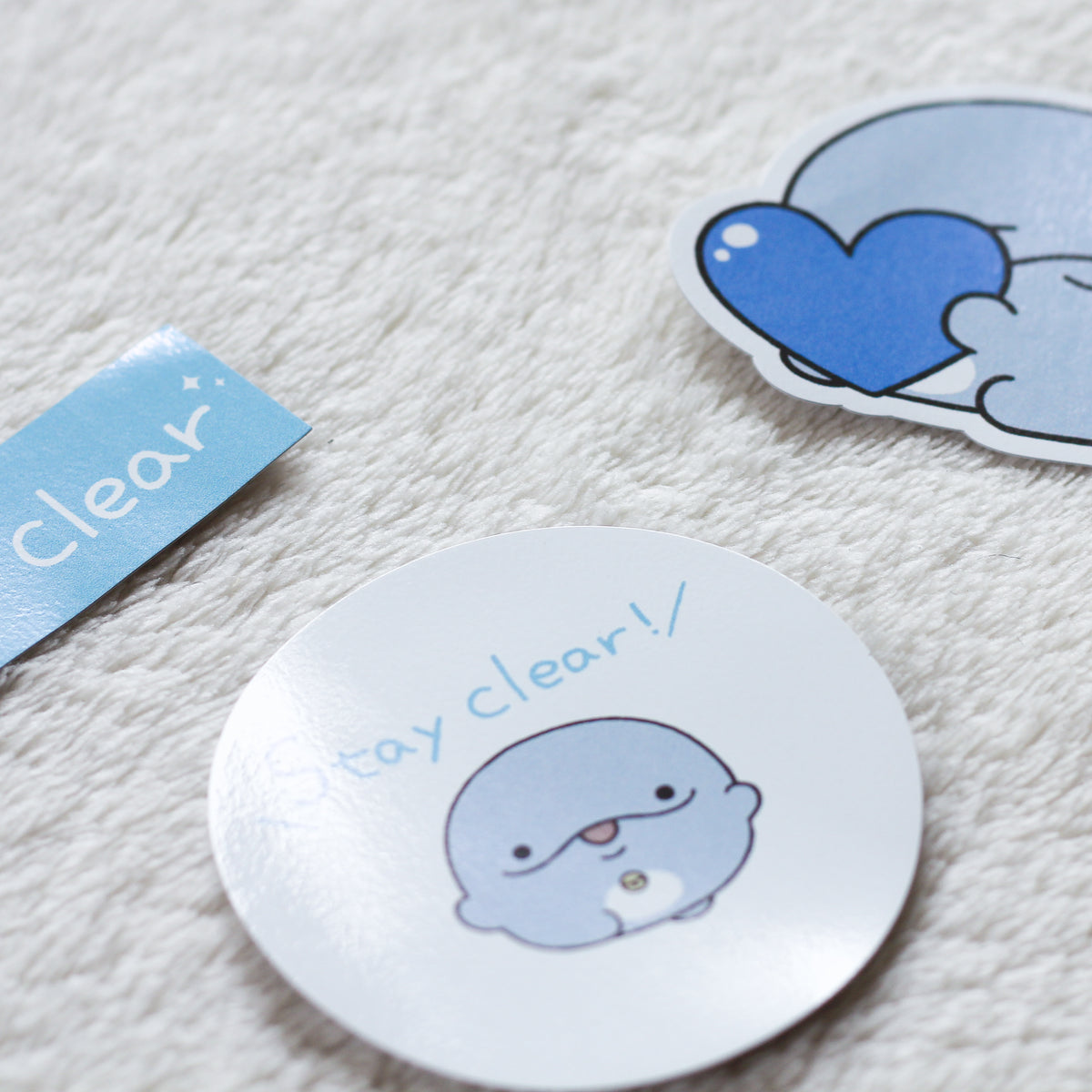 【親子イルカ】「Stay clear」ステッカーセット(3枚入り)【8月中旬発送】