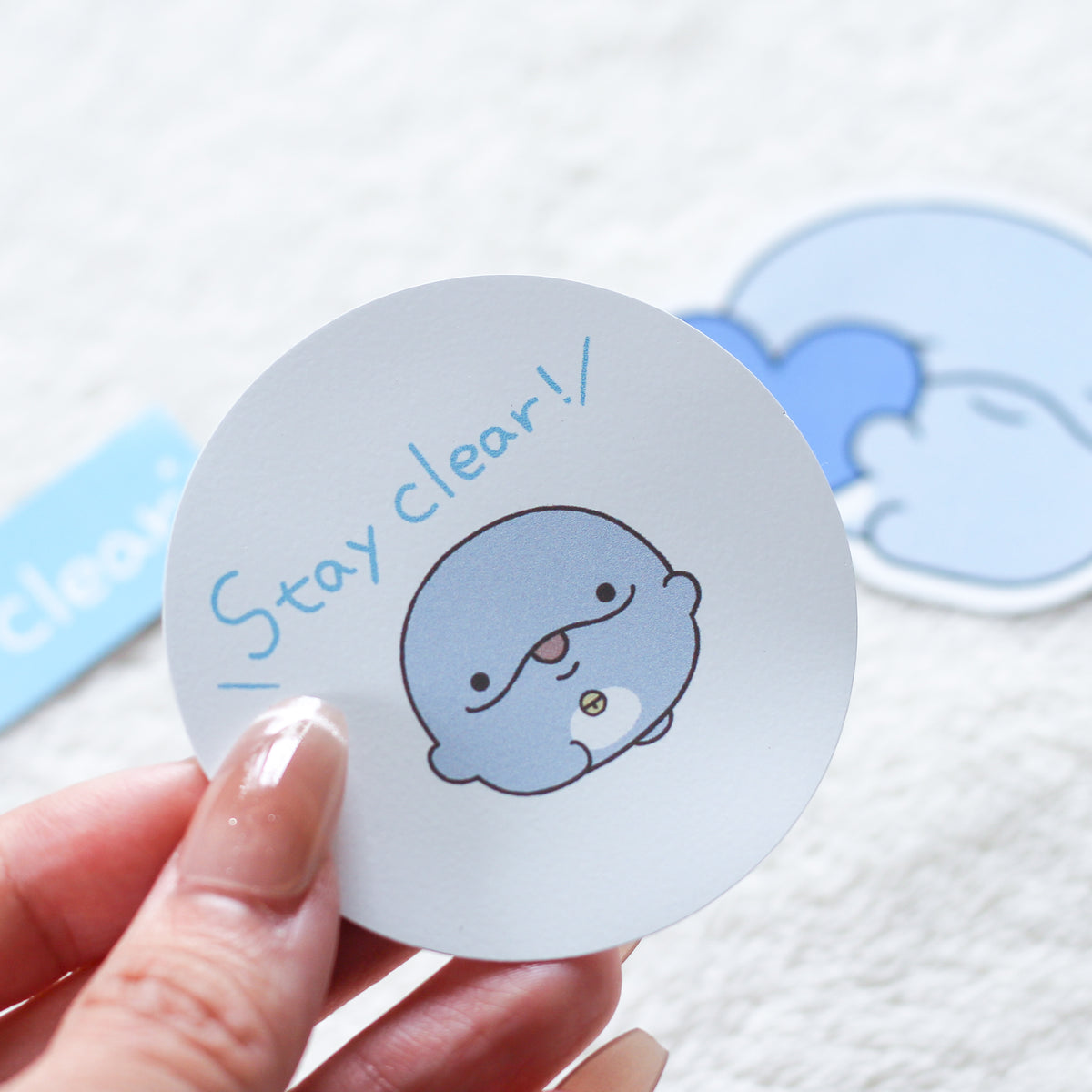 【親子イルカ】「Stay clear」ステッカーセット(3枚入り)【8月中旬発送】