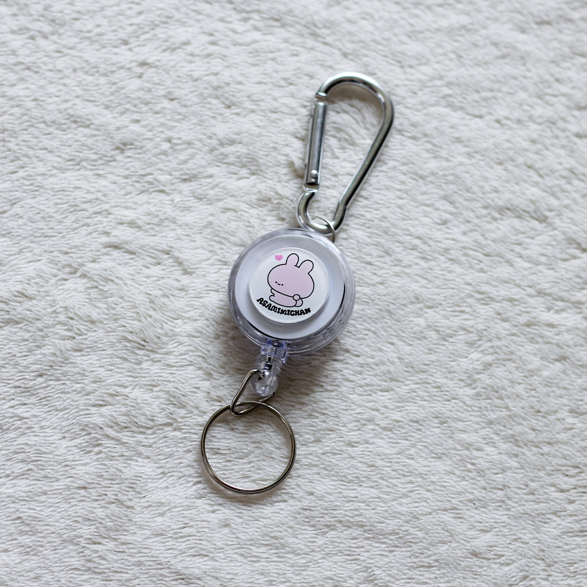 【あさみみちゃん】びよーんと伸びる❣あさみみのリールチェーン式カラビナキーホルダー(ASAMIMI BASIC 2024 JULY)【9月下旬発送】