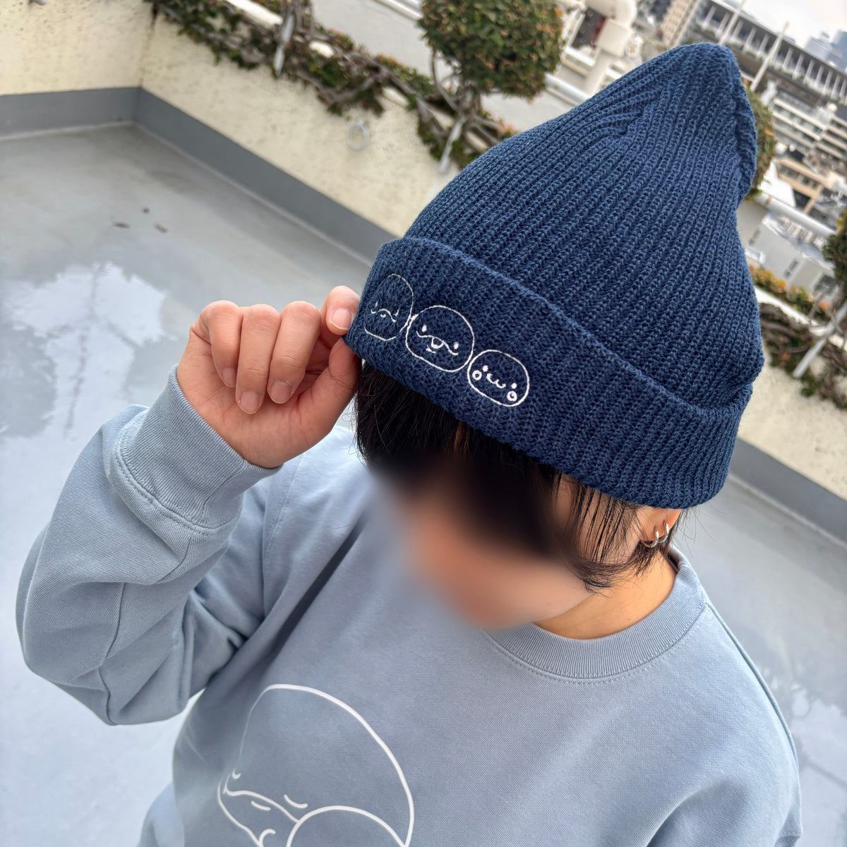 【親子イルカ】刺繍ビーニー【12月中旬発送】