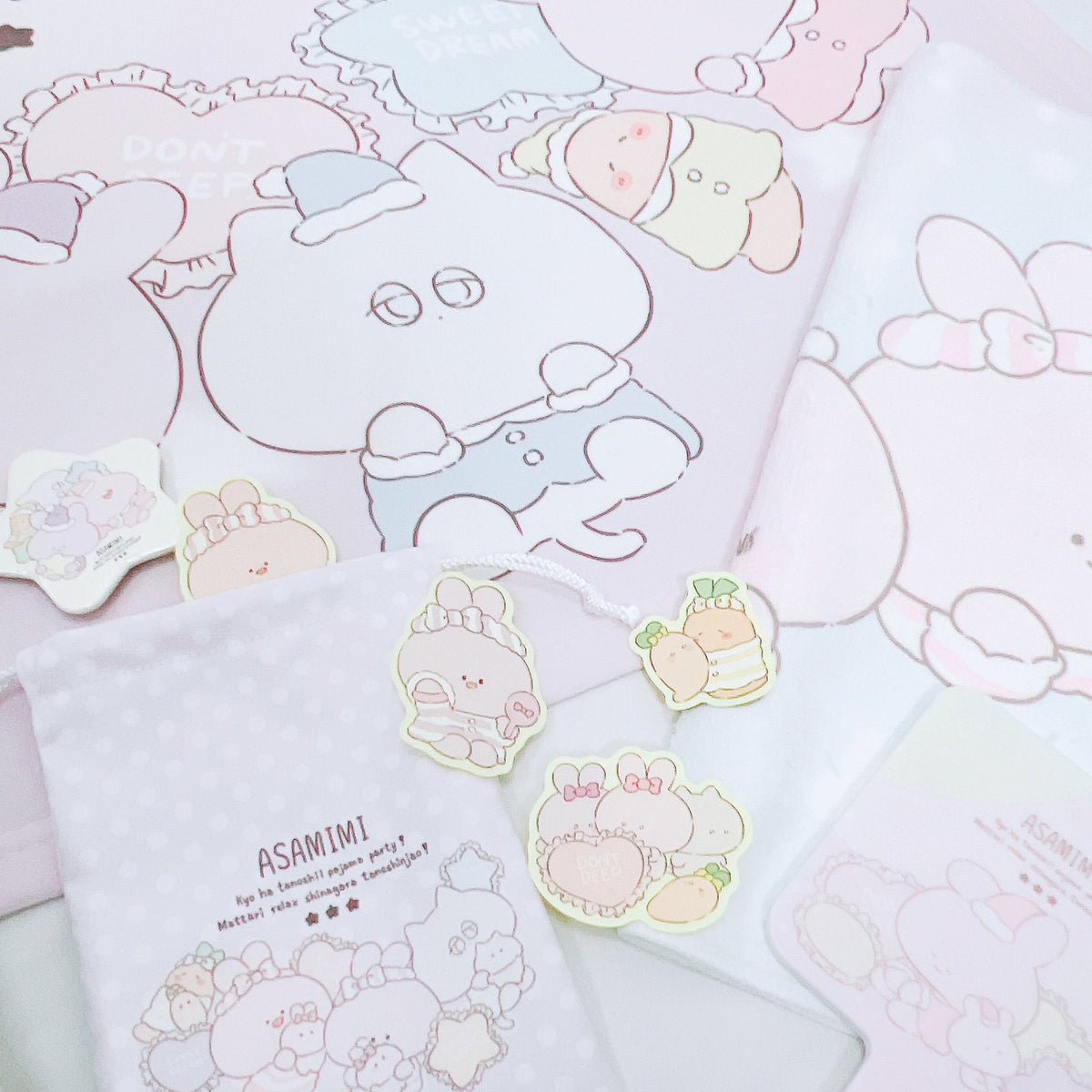 【あさみみちゃん】透け感♡パジャマパーティークリアステッカー(5枚入り)(パジャマパーティー)