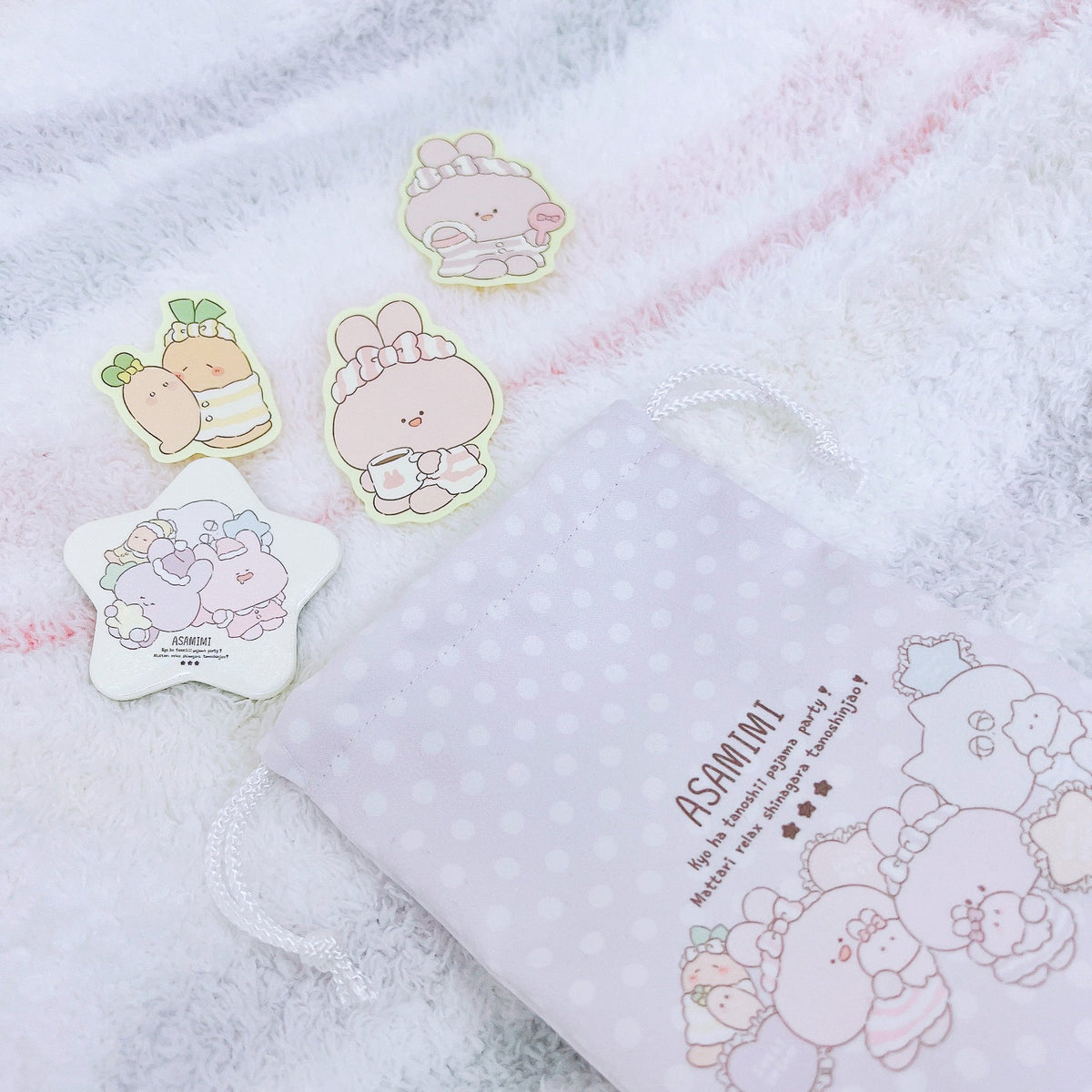 【あさみみちゃん】透け感♡パジャマパーティークリアステッカー(5枚入り)(パジャマパーティー)