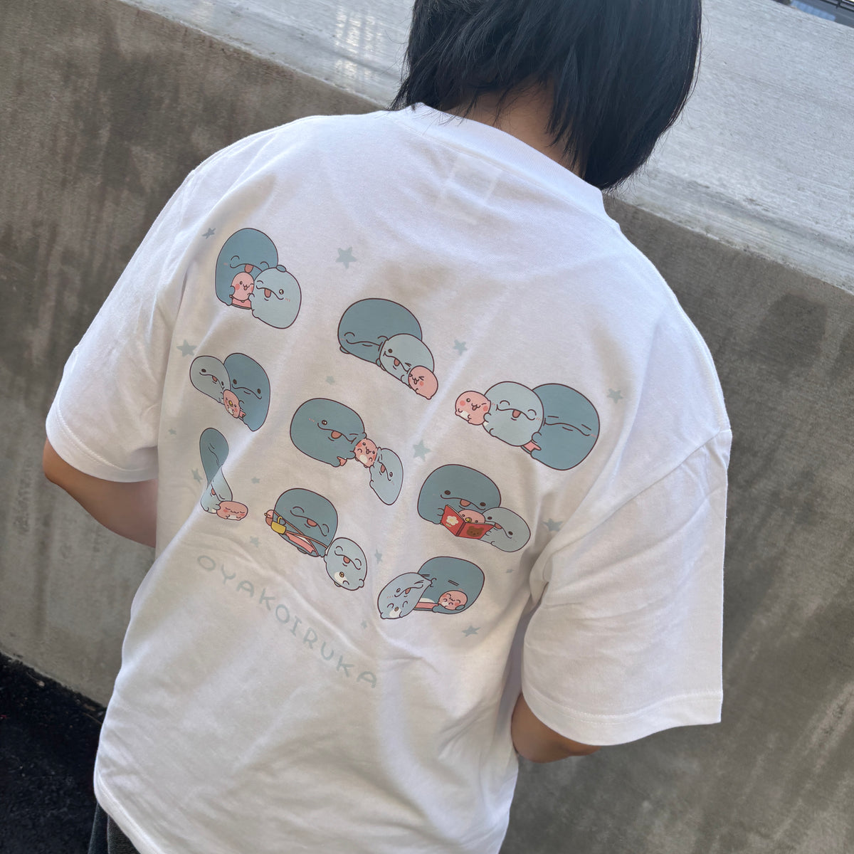【親子イルカ】刺繍&プリント両面Tシャツ【5月下旬発送】