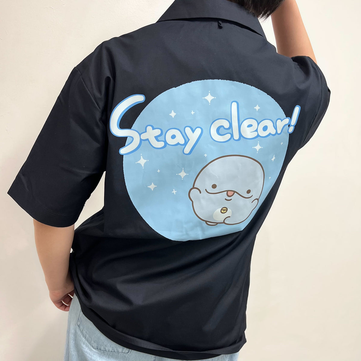【親子イルカ】T/Cオープンカラーシャツ(ワンサイズ)【6月中旬発送】