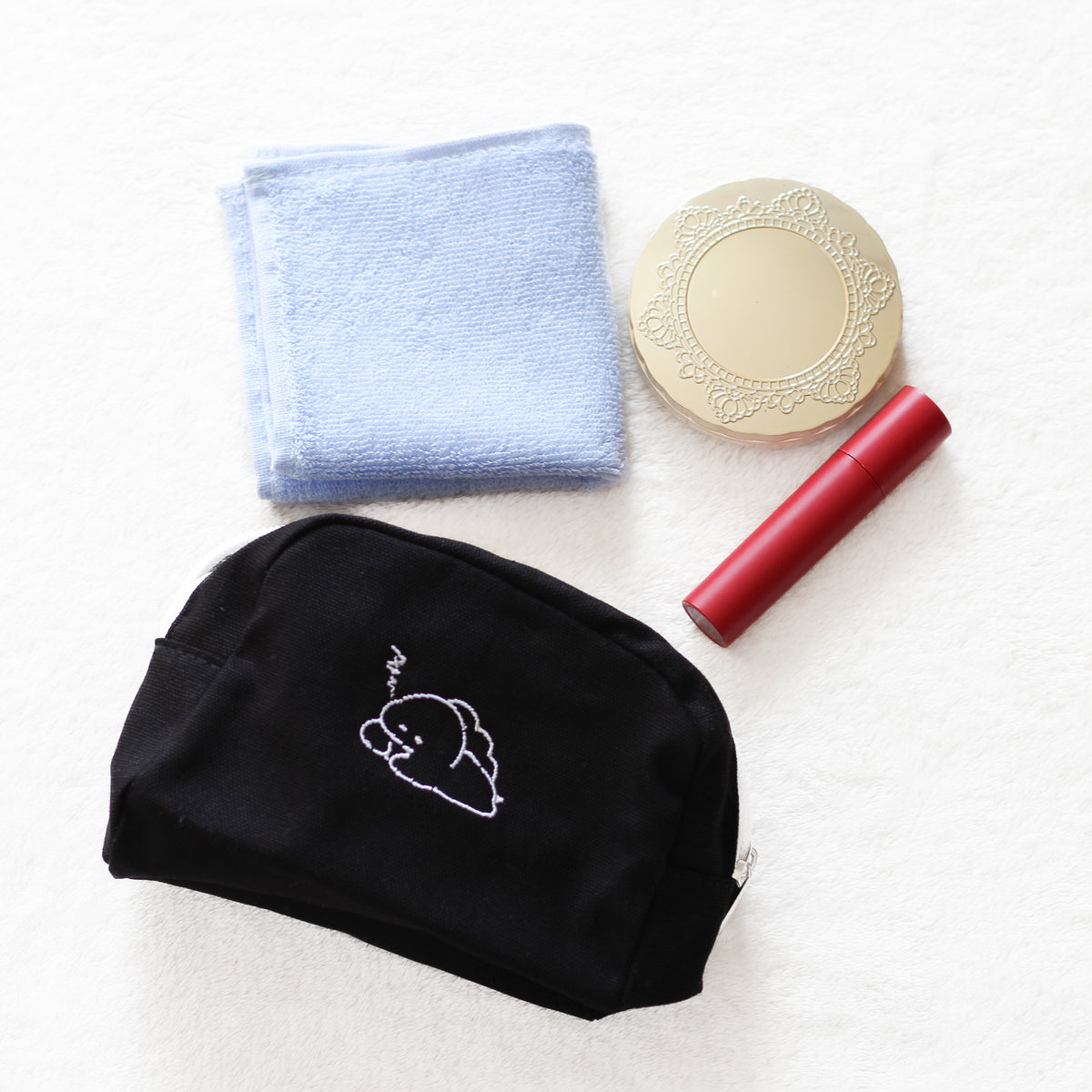 【困りザウルス】刺繍キャンバスポーチ【3月中旬発送】