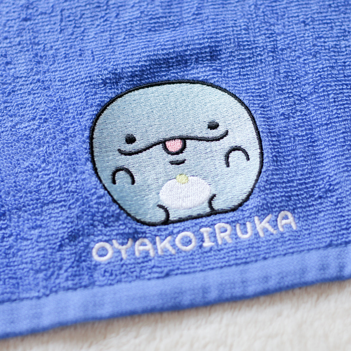 【親子イルカ】ワンポイント刺繍のフェイスタオル【5月中旬発送】