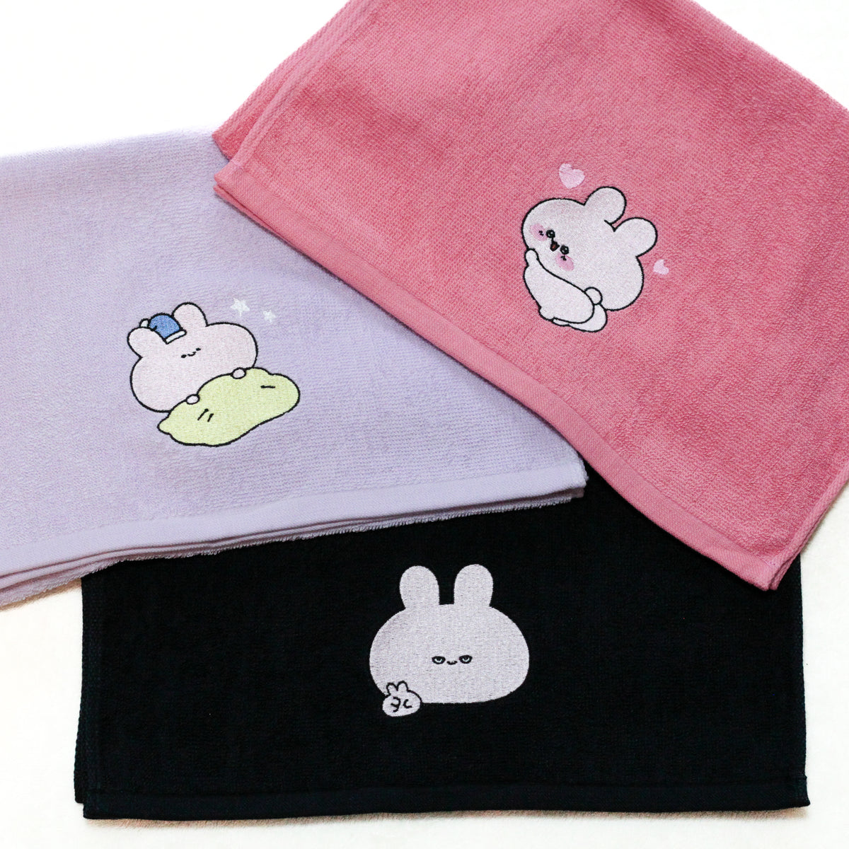 【あさみみちゃん】ワンポイント刺繍のフェイスタオル