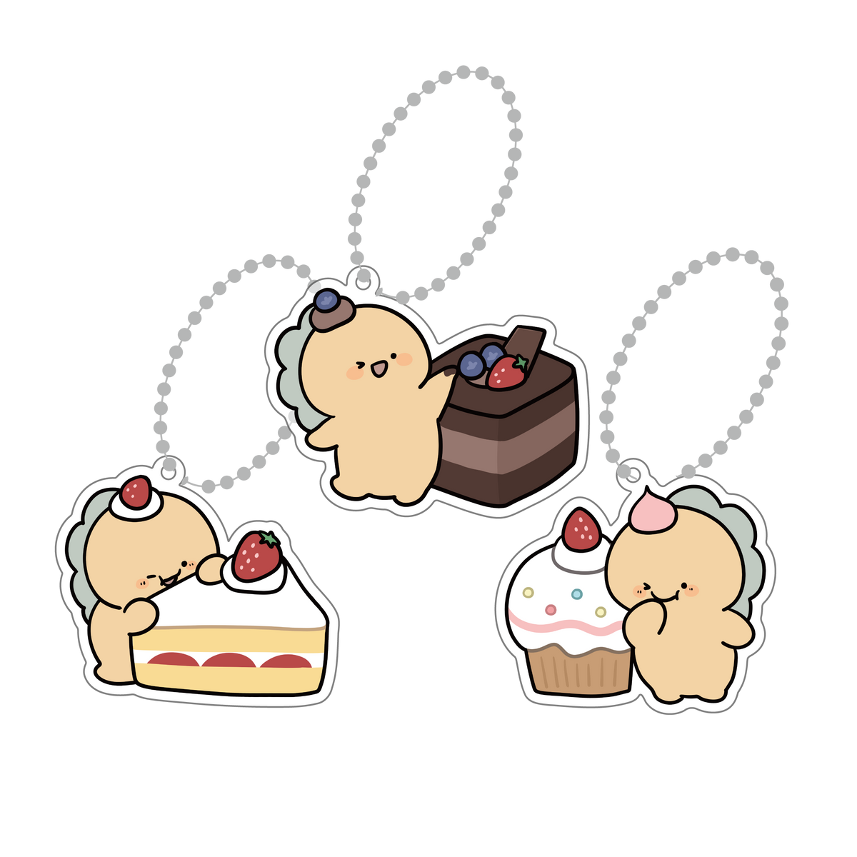 【困りザウルス】スイーツランダムアクキーコンプリートセット(全3種)【6月中旬発送】
