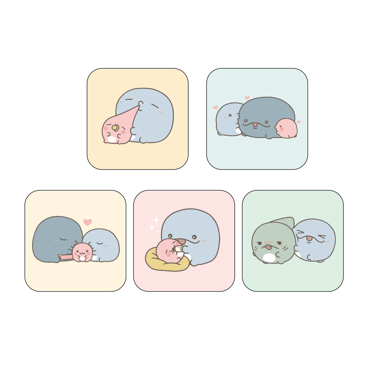 【親子イルカ】ランダム缶バッジコンプリートセット(全5種)【12月中旬発送】
