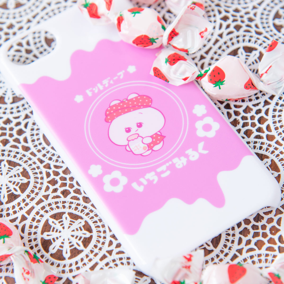 【あさみみちゃん】ほぼ全機種対応スマホケース(いちごみるく)Docomo②【受注生産】