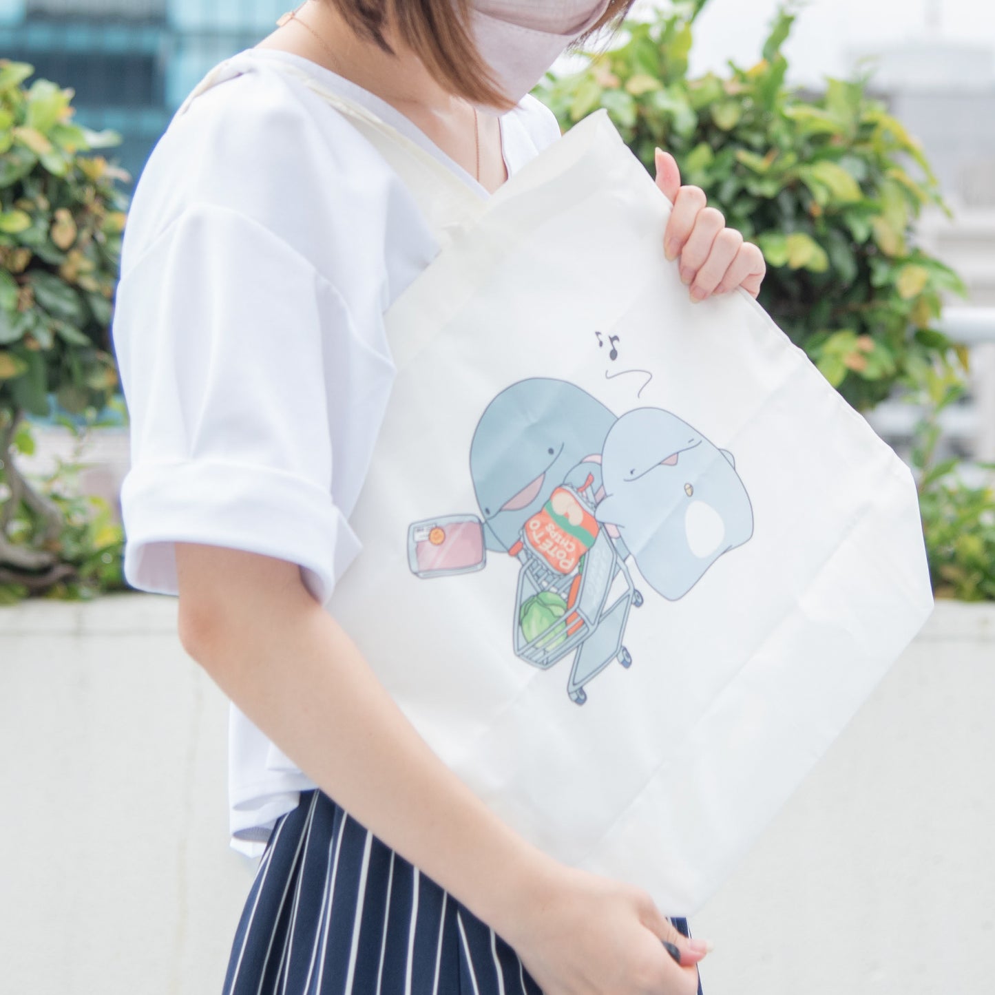 【親子イルカ】エコバッグ(収納ポーチ付き)