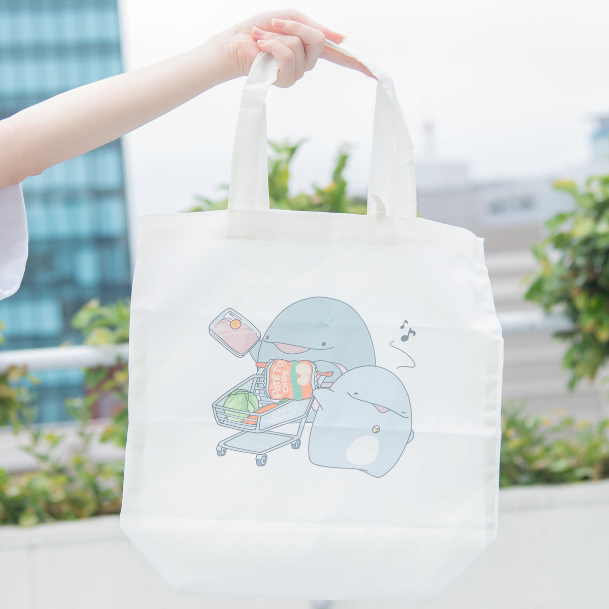 【親子イルカ】エコバッグ(収納ポーチ付き)