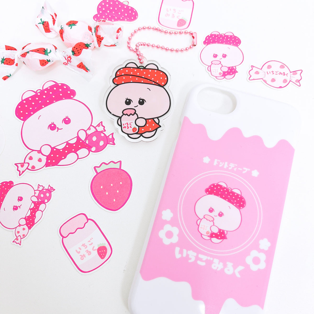 【あさみみちゃん】ほぼ全機種対応スマホケース(いちごみるく)Docomo②【受注生産】