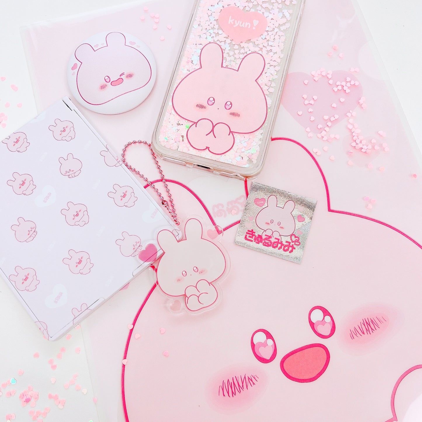 【あさみみちゃん】二つ折りスタンドミラー(きゅるみみ)【7月中旬発送】