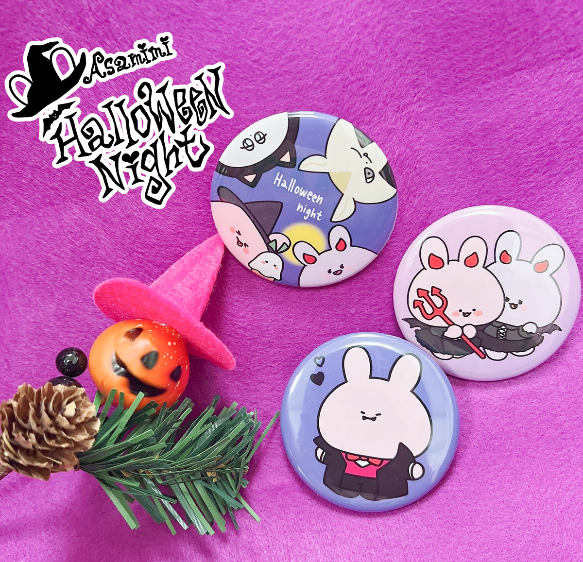 【あさみみちゃん】ハロウィンナイトランダム缶バッジ(全3種)【10月下旬発送】