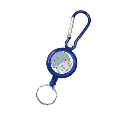 【親子イルカ】リールチェーン式カラビナキーホルダー【3月中旬発送】