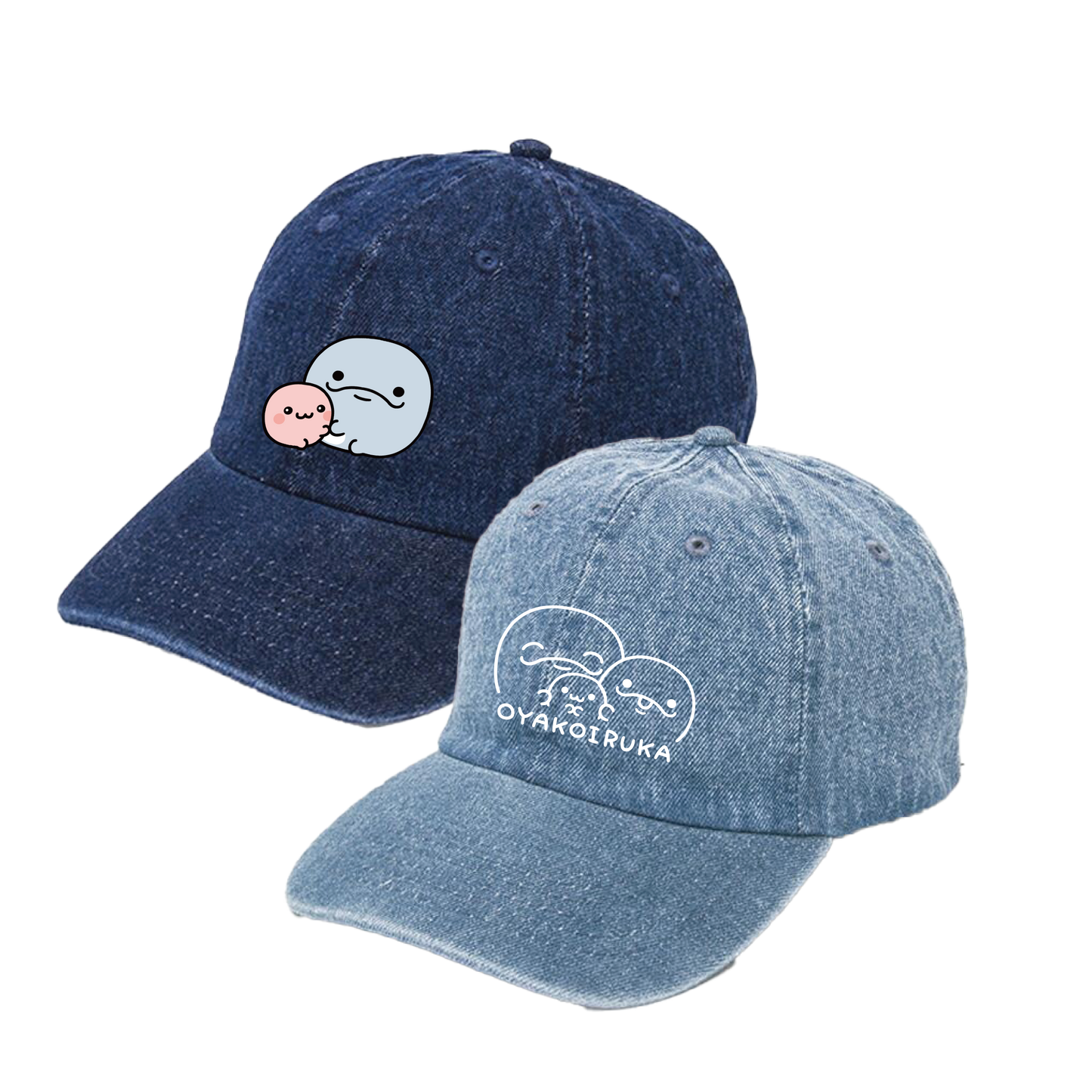 【親子イルカ】刺繍デニムキャップ【4月中旬発送】