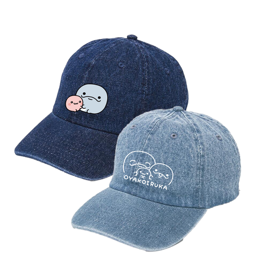 【親子イルカ】刺繍デニムキャップ【4月中旬発送】