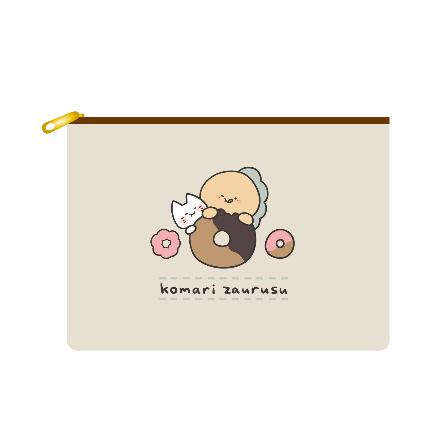[KOMARIZAURUSU] Donut Mogumogu Flat Pouch [Shipping in mid-October]