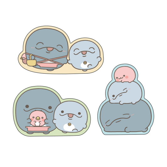 【親子イルカ】ステッカーセット（3枚入り）【4月中旬発送】