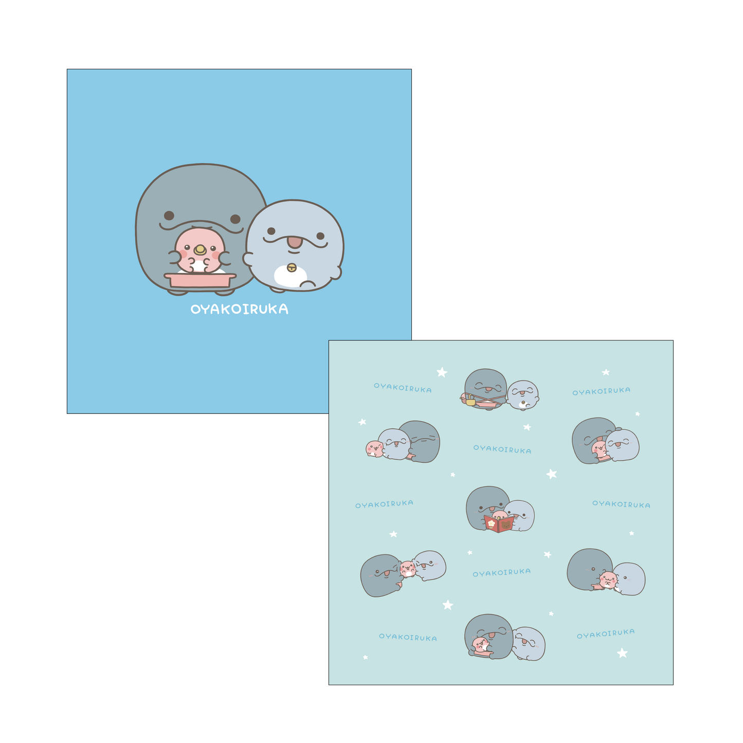 【親子イルカ】プリントハンドタオル【4月中旬発送】