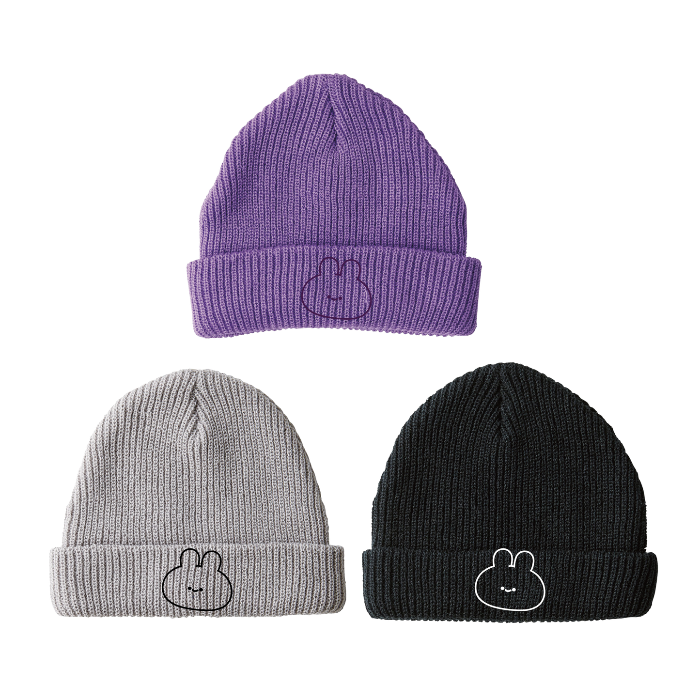 [ASAMIMICHAN] Cappellino in maglia con ricamo faccina [Spedizione a metà febbraio]