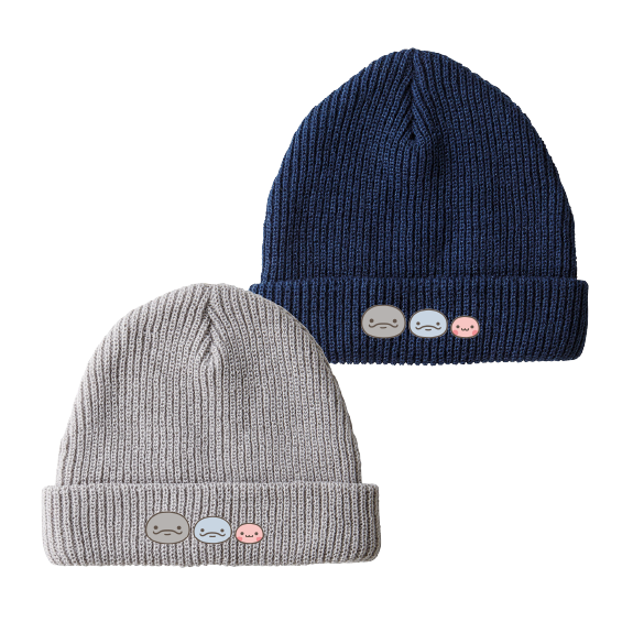 【親子イルカ】刺繍ニット帽【11月下旬発送】