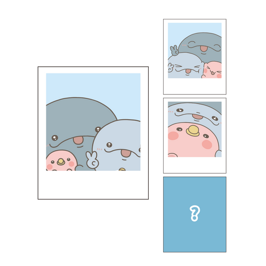 【親子イルカ】シークレットあり♪ランダムチェキ風ステッカー（全4種）【6月下旬発送】