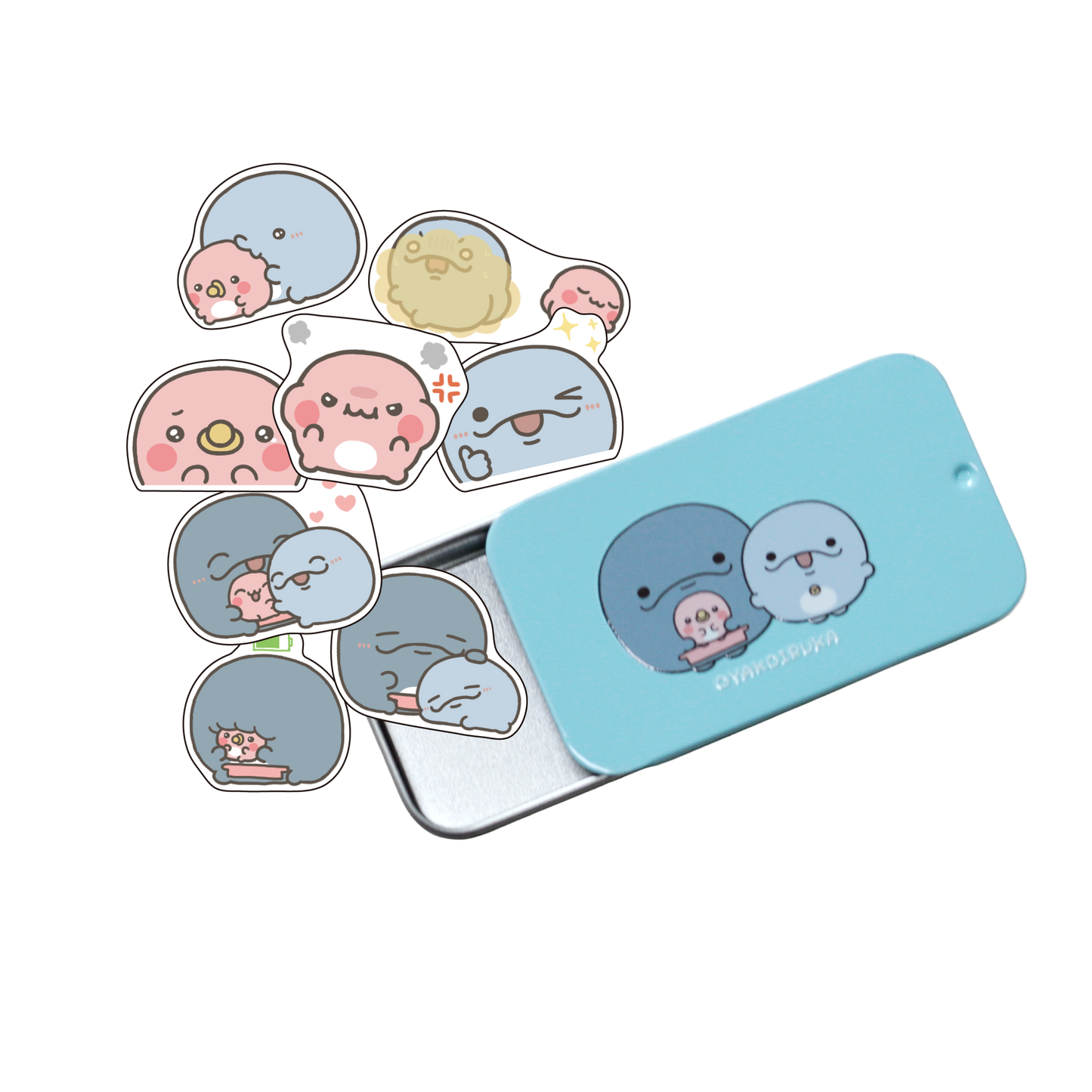 [OYAKOIRUKA] Flake Stickers & Mentum Can Set [Versand Ende Juni]
