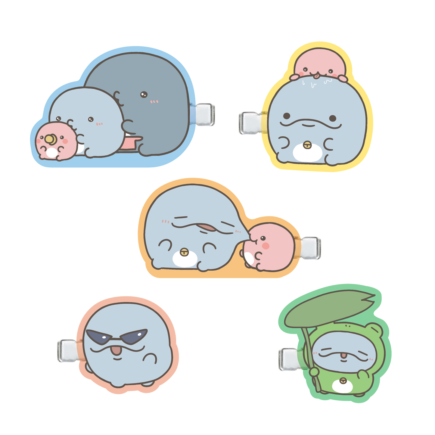 【親子イルカ】選べる♪クリアカラー前髪クリップ（全5種）【9月下旬発送】