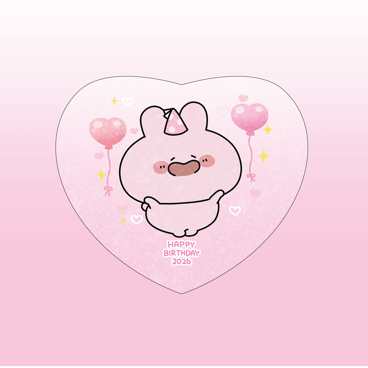 【あさみみちゃん】あさみみバースデー♡キラキラハート缶バッジ【4月中旬発送】