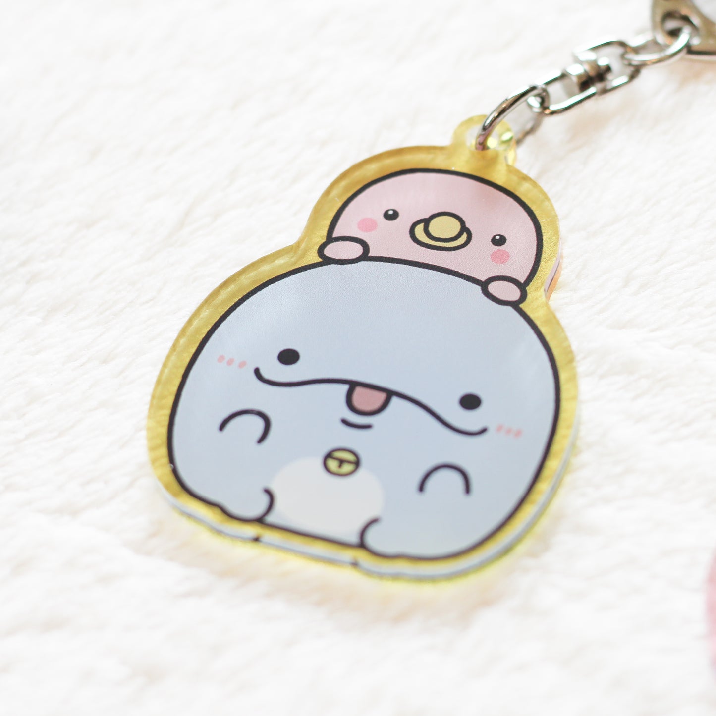 [親子海豚] 隨機透明色彩壓克力鑰匙圈(共6款)[7月中旬出貨]