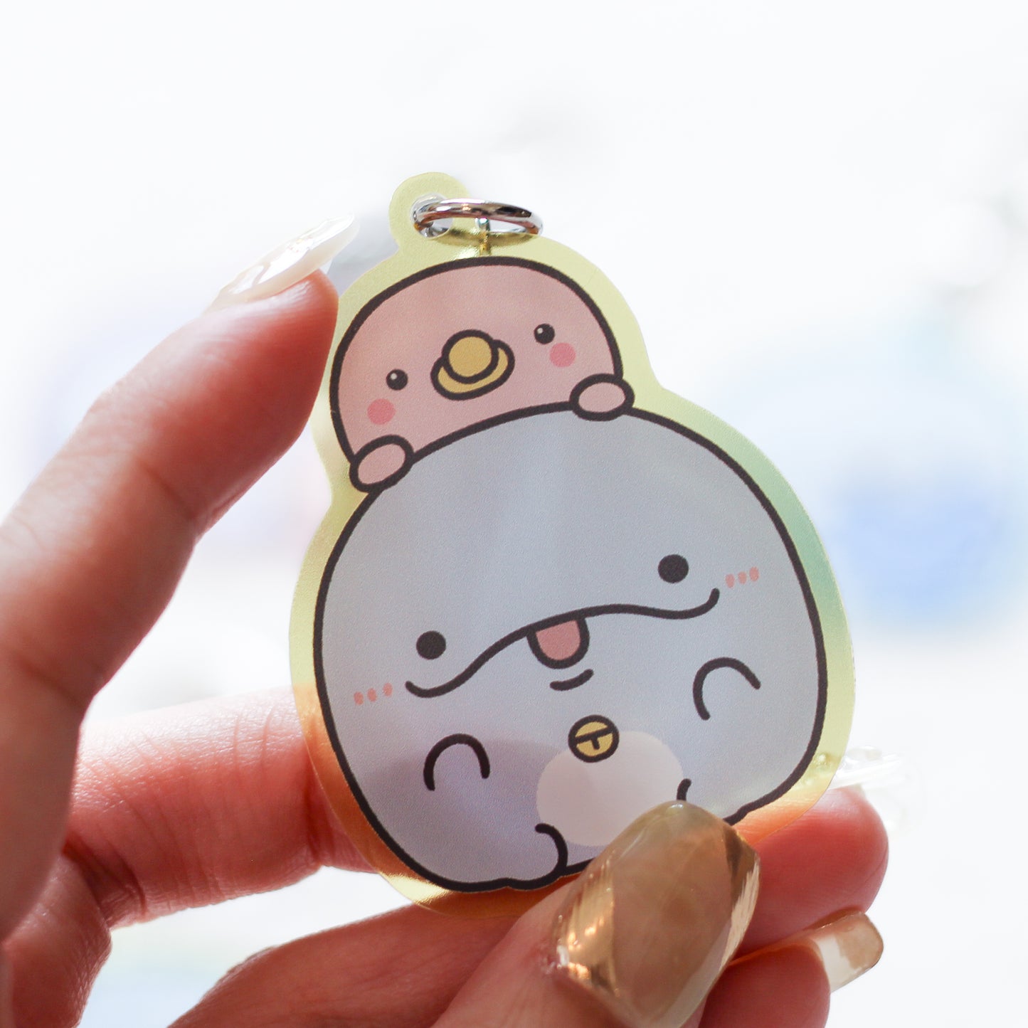 [親子海豚] 隨機透明色彩壓克力鑰匙圈(共6款)[7月中旬出貨]