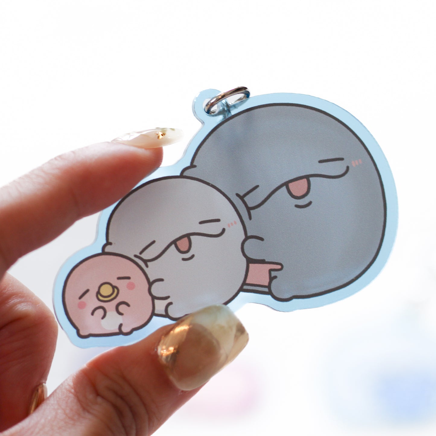 [親子海豚] 隨機透明色彩壓克力鑰匙圈(共6款)[7月中旬出貨]