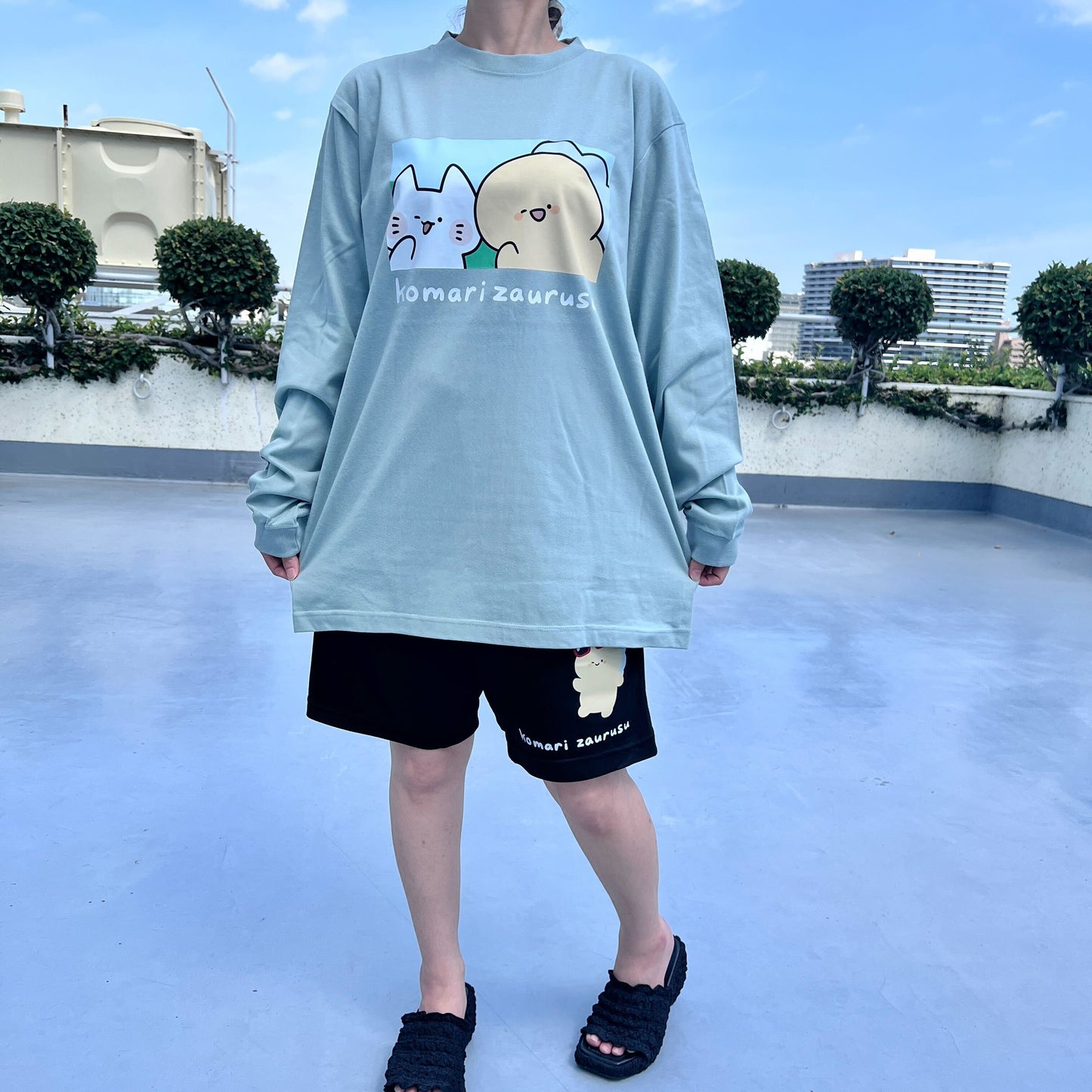 [KOMARIZAURUSU]雙人印花長袖T恤[10月中旬出貨]