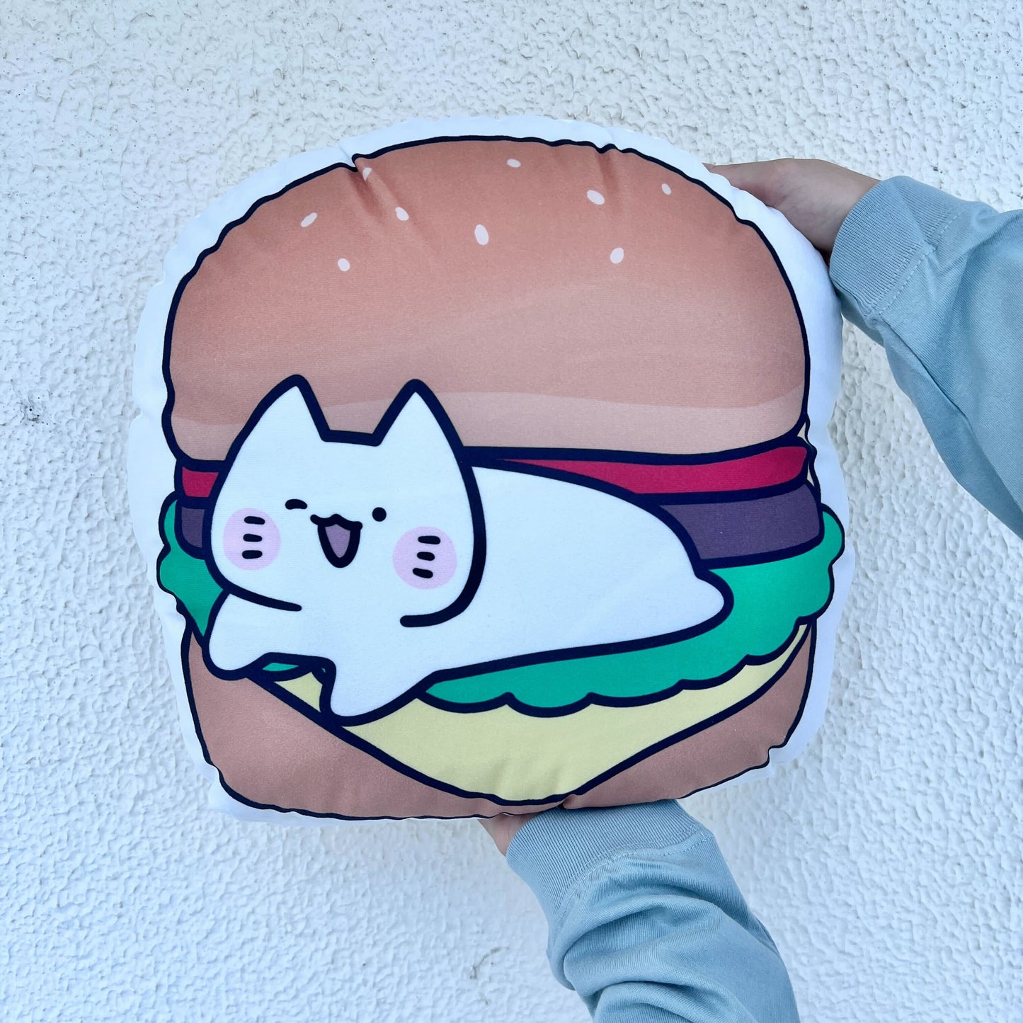 [KOMARIZAURUSU] Hamburger 🍔 Big Die-Cut Cushion [Shipping in mid-October]