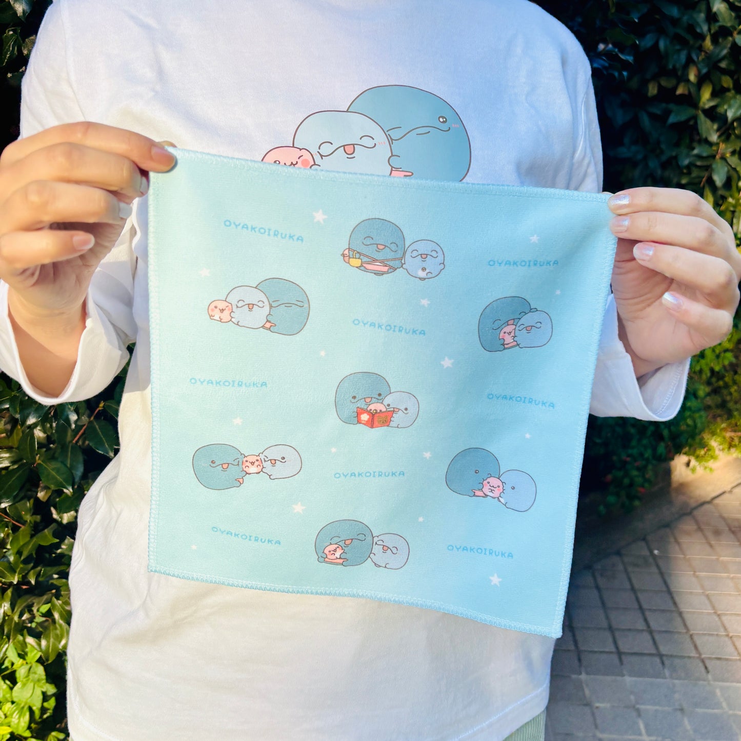 【親子イルカ】プリントハンドタオル【4月中旬発送】