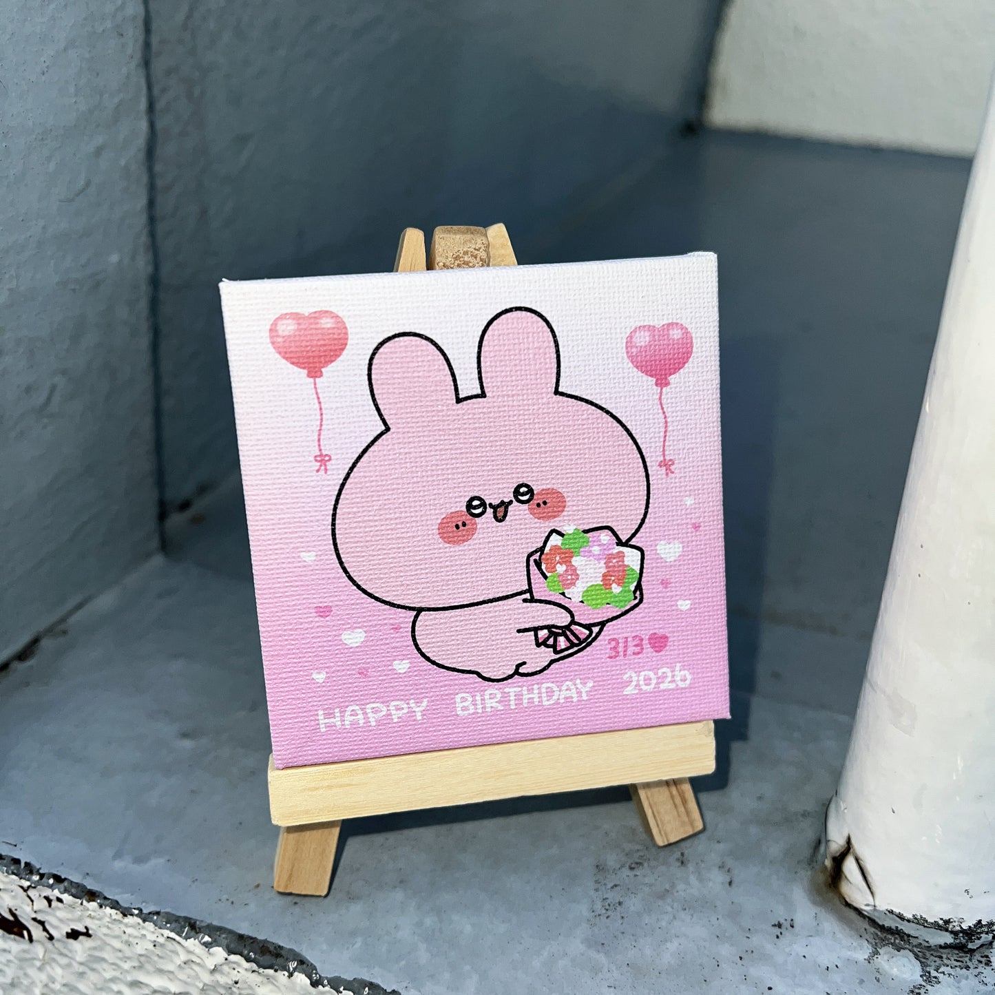 【あさみみちゃん】あさみみバースデー♡イーゼル付きミニキャンバス【4月中旬発送】