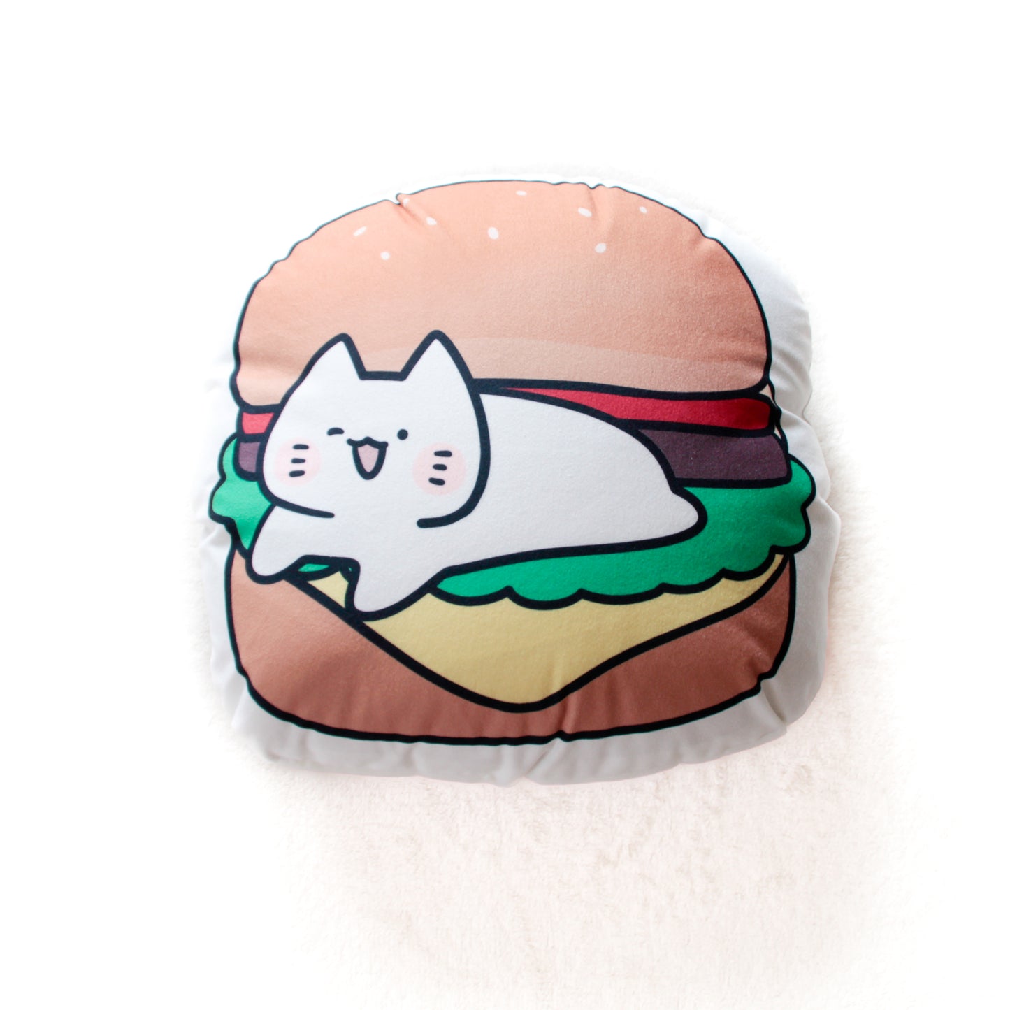 [KOMARIZAURUSU] Hamburger 🍔 Big Die-Cut Cushion [Shipping in mid-October]
