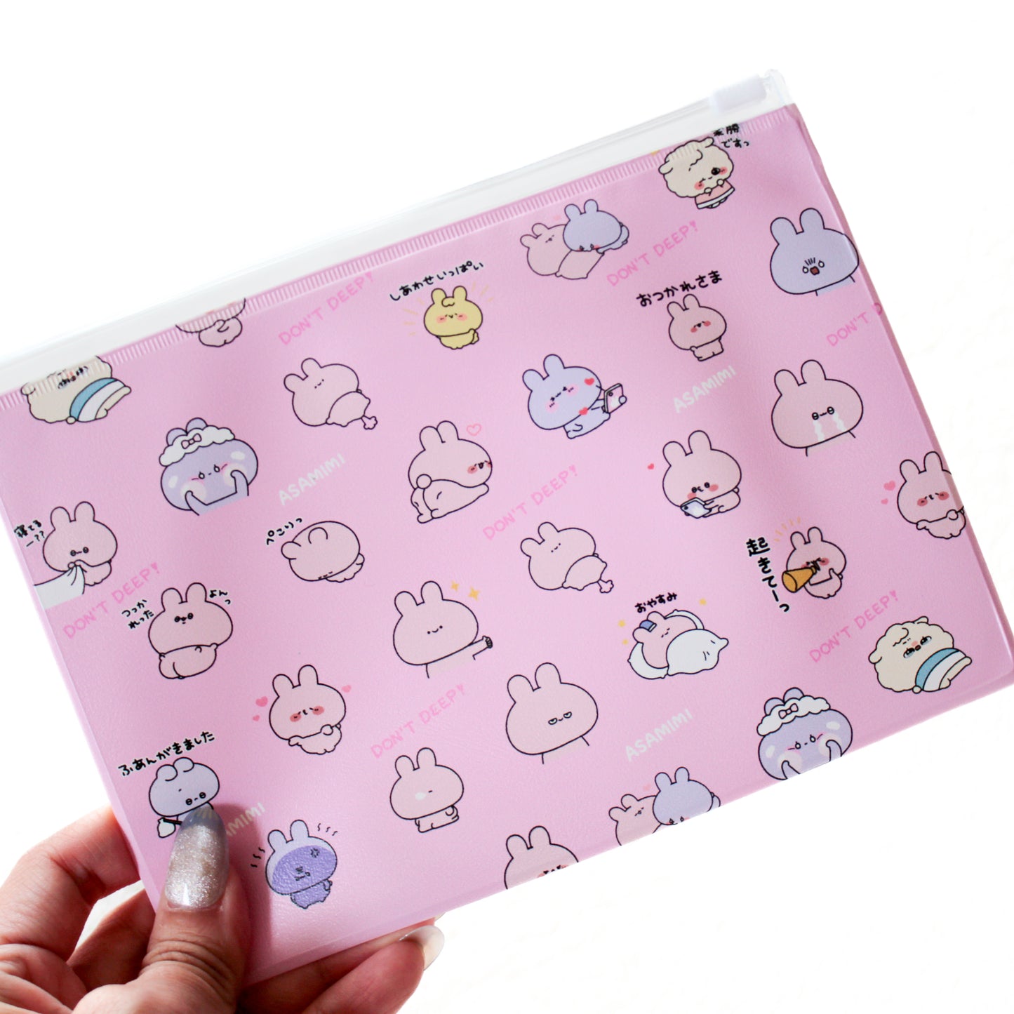 [ASAMIMICHAN] Pochette coulissante transparente à motif intégral [Expédition mi-octobre]